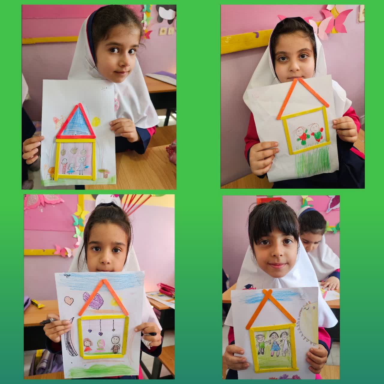 زنگ کاردستی ،کاردستی خانواده ،هماهنگ با نگاره های کلاس اول